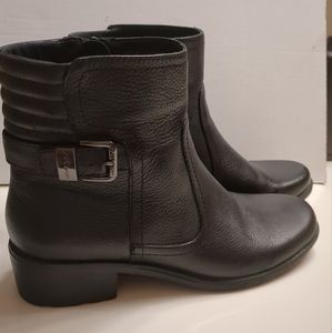 ANNE KLEIN SPORT AK LANETTE BLACK LEATHER ANKLE BOOTS SIZE 8.5 M
